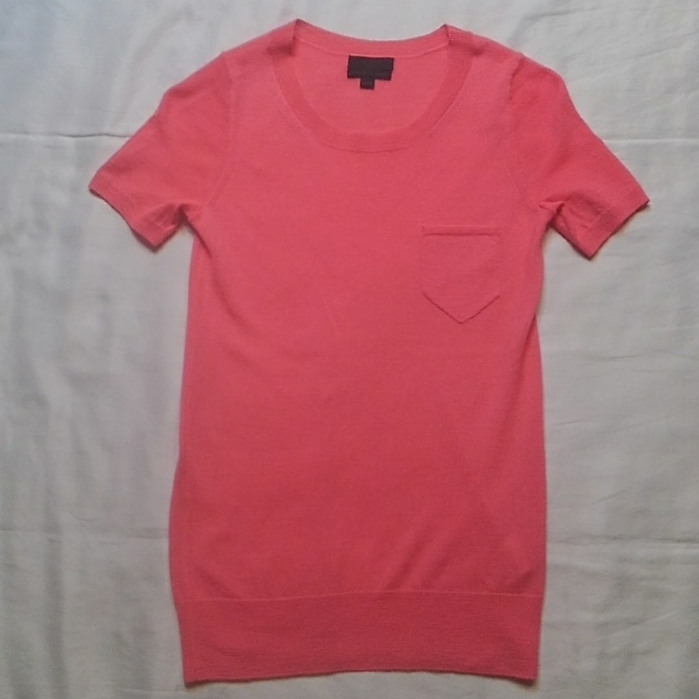 J. Crew Pink 100% Cashmere Short Sleeve Pocket Knit Sweater XXXS